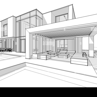 3d-rendering-sketch-of-modern-cozy-house-by-the-river-with-garage-for-sale-or-rent-black-line-sketch-with-soft-light-shadows-on-white-background-R1AK2C.jpg